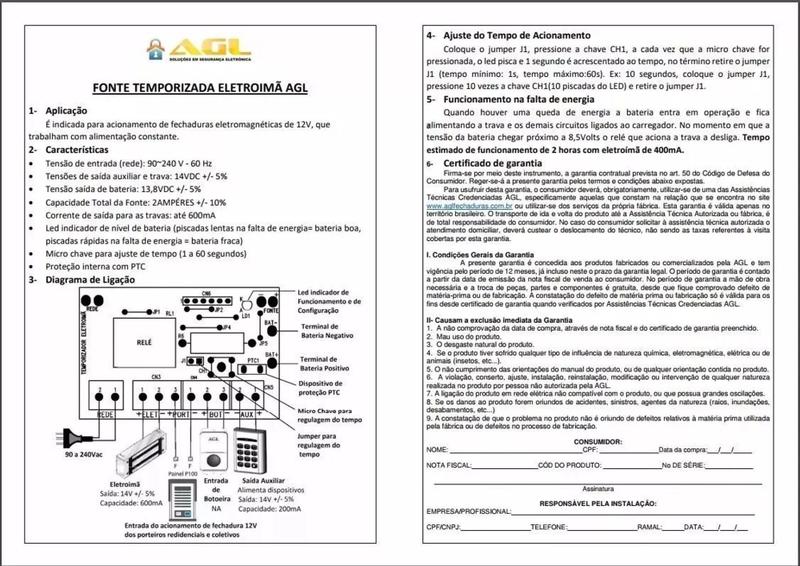 Imagem de No-break 12 Volts - Agl Bom Para Eletroimã Agl E Teclado Agl ( 2118 )