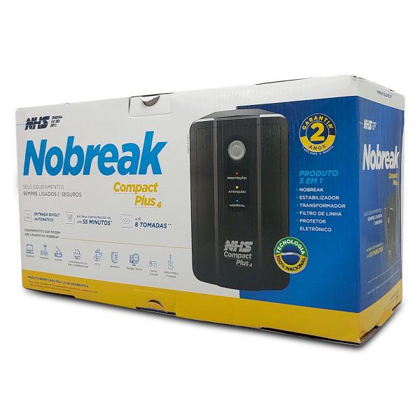 Imagem de Nobreak 1000VA NHS Compact Plus 4, Bivolt Aut., S/120V, Bat. 2x7Ah/12V, 8 Tomadas - 90.B1.A01000