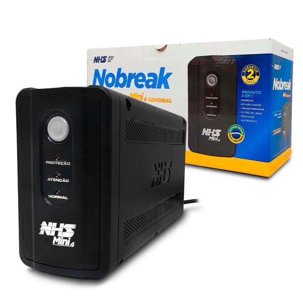 Imagem de Nobreak 600VA NHS Mini 4 Senoidal, Entrada Bivolt, S/120V, Bat. 1x 7Ah/12V, 6T, USB - 91.A1.006002