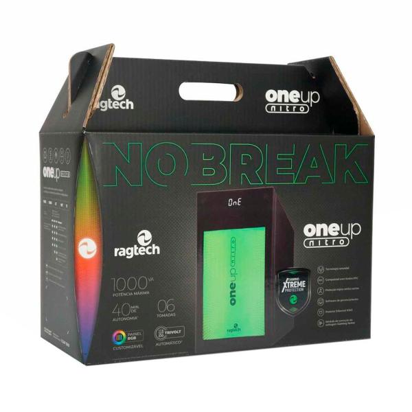 Imagem de Nobreak Gamer Senoidal Ragtech One Up Nitro, 1000VA, Entrada (115-127-220V), Saída 115V - 20ONE4592