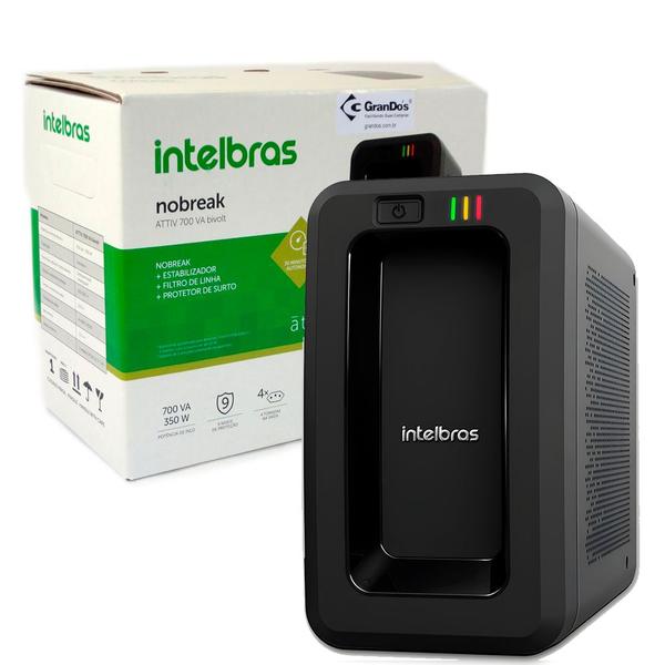 Imagem de Nobreak Intelbras ATTIV 700VA, Semi Senoidal, Bivolt, 4 Tomadas de Saída, Com Bateria, Preto