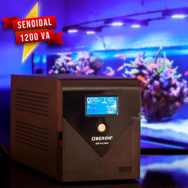 Imagem de Nobreak Senoidal 1200va Estabilizador Led Pc Aquário Tv Som 720w Preto Saída 110V