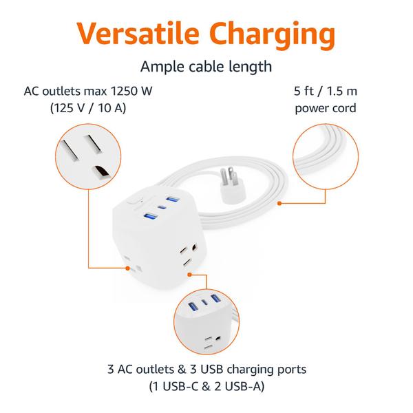 Imagem de Noções básicas: Power Strip 3, 3 portas USB, 1 USB-C