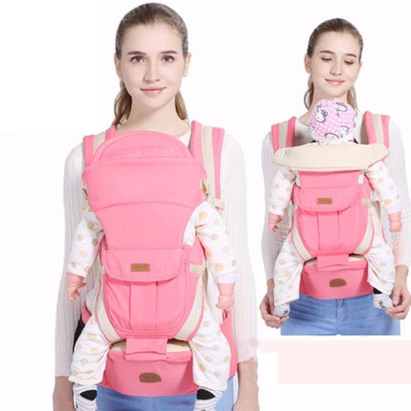 Imagem de Non Slip Ergonomic 3 In 1 Baby Carrier Infant Baby Hipseat Carrier Front Facing Kangaroo Baby Wrap Sling For 0 48 Month Mochilas & Portadores (Rosa)