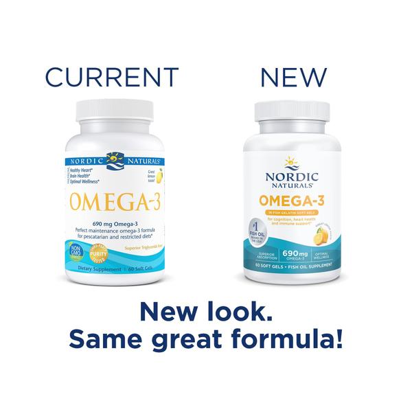 Imagem de Nordic Naturals Omega-3 em gelatina de peixe, sabor a limão - 60 géis de peixe - 690 mg Omega-3 - Óleo de peixe - EPA & DHA - Suporte imunológico, saúde do cérebro e do coração, bem-estar ideal - não-OGM - 30 porções