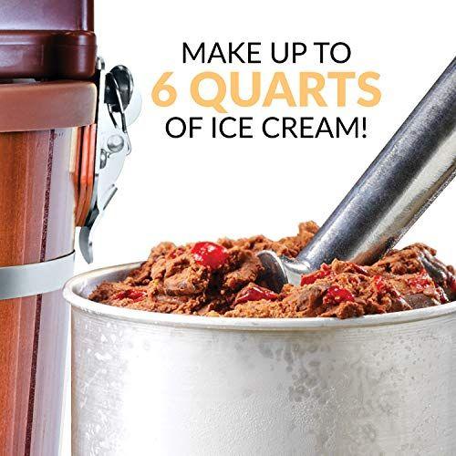 Imagem de Nostalgia Electric Ice Cream Maker, 6 Quarts, Máquina de Servir Suave com Alça Fácil de Transportar para Sorvete, Iogurte Congelado ou Gelato, Madeira Escura