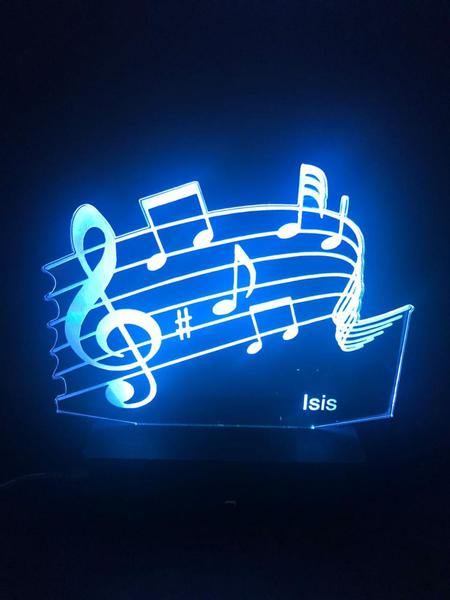 Imagem de Nota Musical, Música, Luminária Led 3d, 16 Cores+controle, Decoração