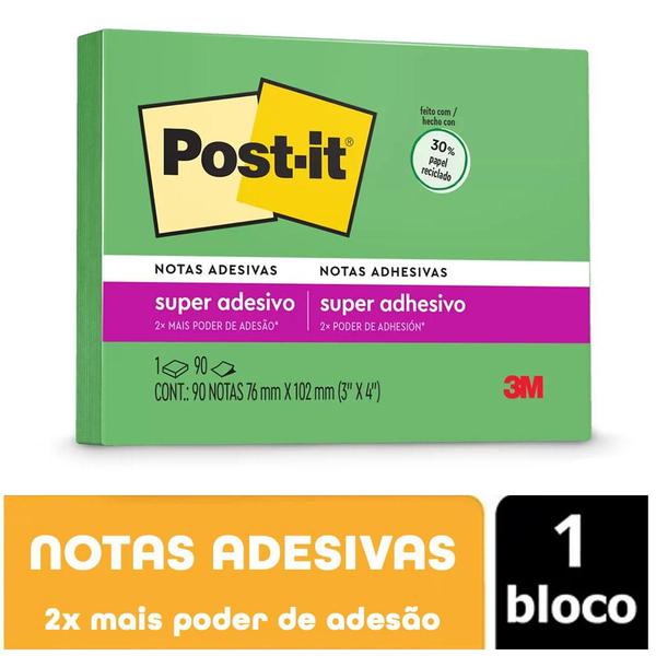 Imagem de Notas Adesivas Post It 90fls 76x102mm Verde