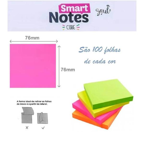 Imagem de Notas Adesivas Smart Notes Cube Neon 400 Folhas BRW 76X76mm