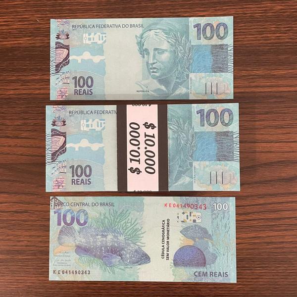 Imagem de Notas de 100 reais (cenograficas , sem valor monetario) kit 100 un