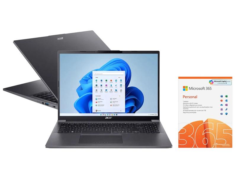 Notebook Acer Aspire 16 A16-71M-55H0 16GB RAM - 512GB SSD + Microsoft 365 Personal Office ...