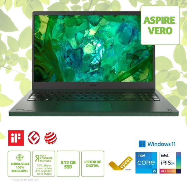 Imagem de Notebook Acer Vero AV15-53P-56HM Core i5 1335UB 15.6" 8GB 512GB SDD W11