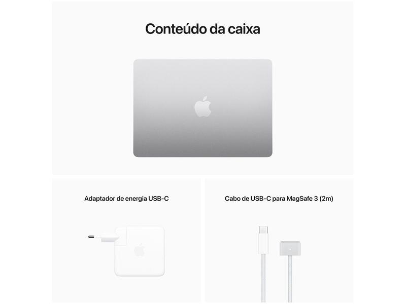 Notebook Apple Macbook Air 13,6” M2 8GB RAM 256GB SSD Prata Notebook Apple Macbook Air 13,6” M2 8GB RAM 256GB SSD Prata