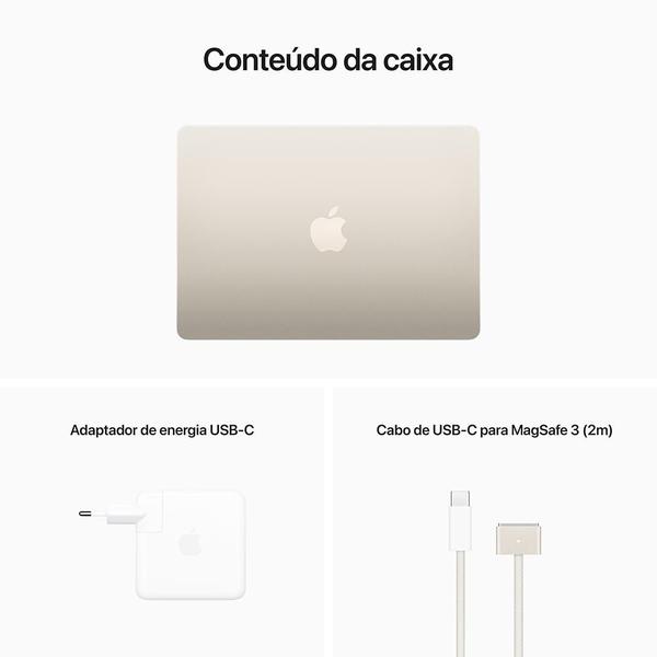 Imagem de Notebook Apple MacBook Air, M2 da Apple, com 10 GPU, 8GB RAM, 512GB SSD, Estelar - MLY23BZ/A