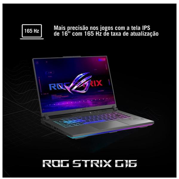 Imagem de Notebook Asus Gamer ROG Strix G16, Intel Core i7-13650HX, RTX 4050, 16GB, 512GB SSD, Tela 16", W11 - G614JU-N3380W