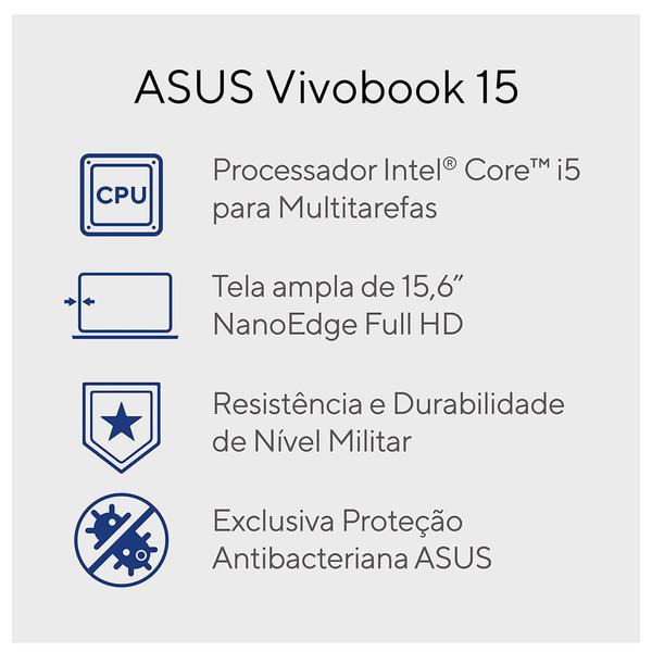 Imagem de Notebook Asus VivoBook 15, Intel Core i5 1235U, 8GB, 512GB SSD, Tela de 15,6" FHD, Cool Silver - X1504ZA-NJ986W