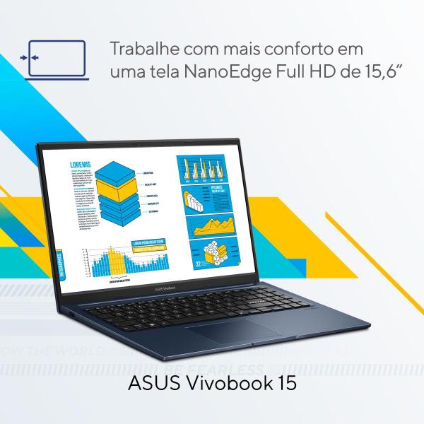 Imagem de Notebook ASUS Vivobook 15, Intel Core I5 12a geração, 4GB, 256GB SSD, 15,6" LED FHD, Quiet Blue