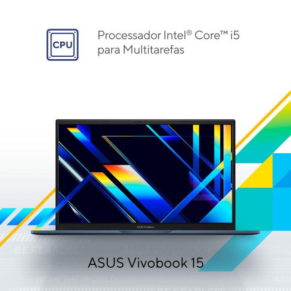 Imagem de Notebook ASUS Vivobook 15, Intel Core I5 12a geração, 4GB, 256GB SSD, 15,6" LED FHD, Quiet Blue