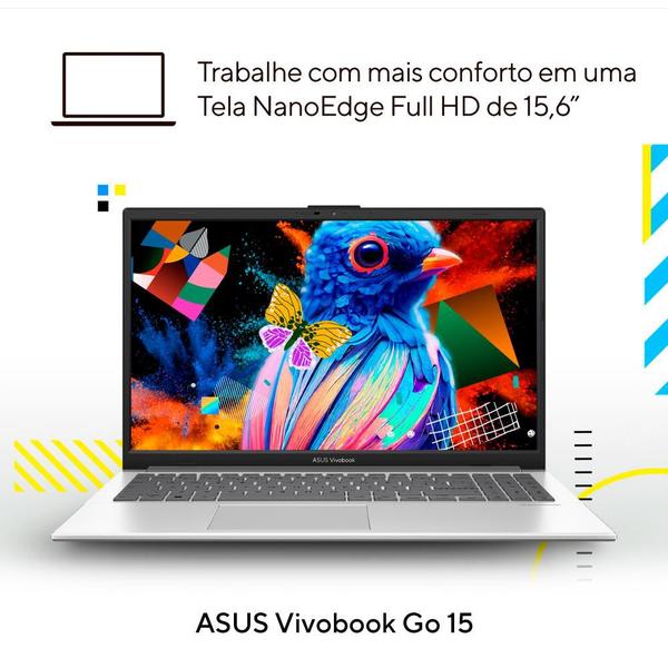Imagem de Notebook ASUS Vivobook Go E1504GA Intel Core i3 N305 8GB Ram 512GB SSD Windows 11 Tela 15,6" FHD Silver - NJ435W