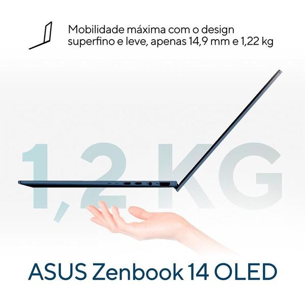 Imagem de Notebook Asus Zenbook 14 OLED FHD+ AI, Intel Evo Core Ultra 7, 155H, 16GB RAM, SSD 1TB, 14", W11 Home, Ponder Blue - UX3405MA-QD344W