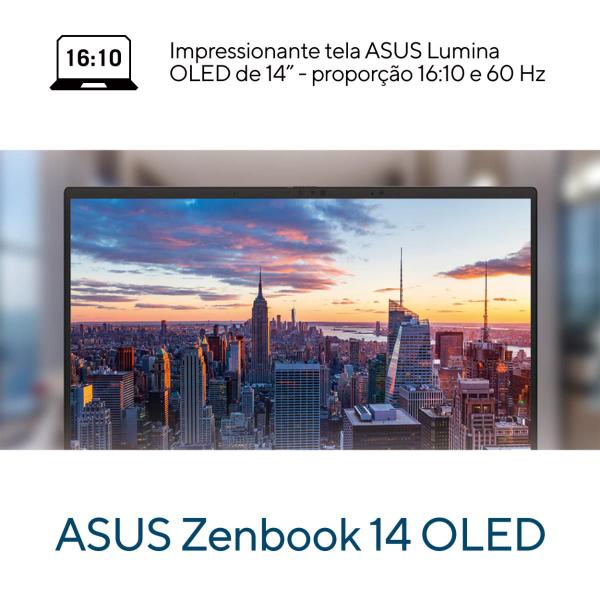 Imagem de Notebook ASUS Zenbook 14 OLED UX3405MA Intel Core Ultra 9 185H AI BOOST 2,3 GHz 16Gb Ram 1TB SSD Windows 11 Home Tela 14,00" Ponder Blue - PP810W