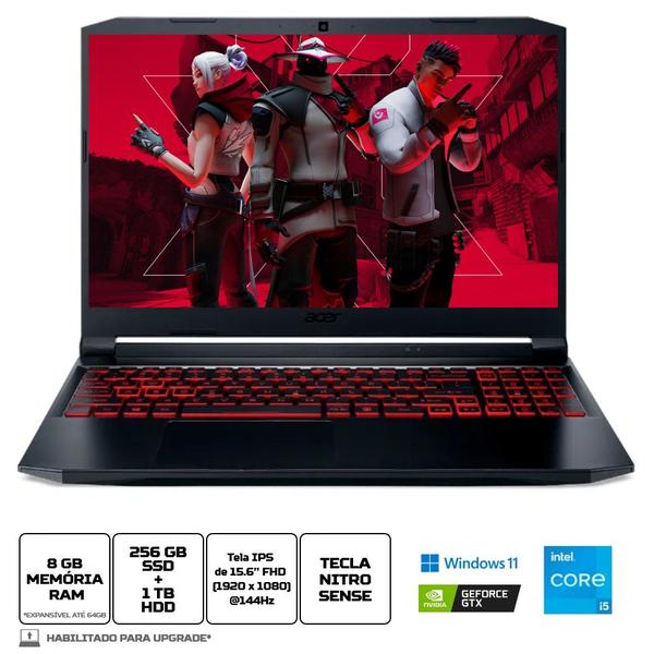 Notebook Gamer Acer Nitro 5 GeForce GTX 1650 15.6" 144Hz Intel Core i5 ...