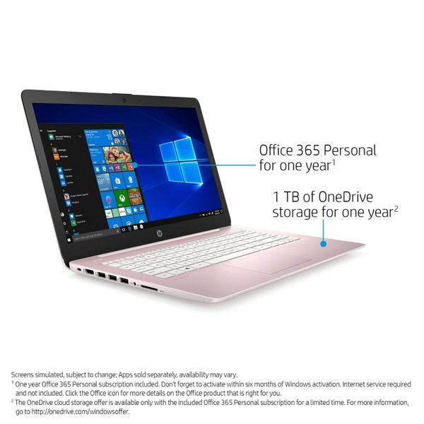 Imagem de Notebook HP Stream 14 rosa Celeron N4000 4 GB de RAM 64 GB SSD 14”