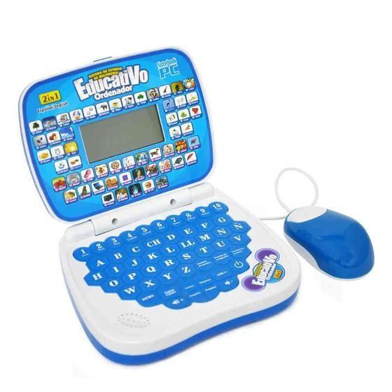Notebook Infantil Educativo C/Mouse 2/1Inglês E Português AZ - Toy king Imagem de Notebook Infantil Educativo C/Mouse 2/1Inglês E Português AZ