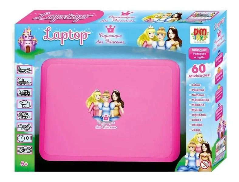 Imagem de Notebook Laptop Infantil 60 Funções Computador Pequinique das  Princesas Rosa - Dm toys