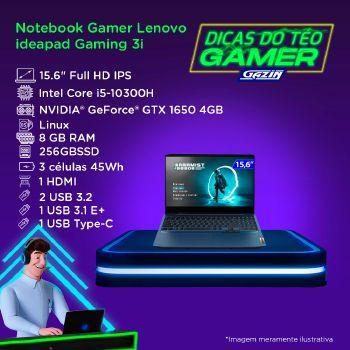 Imagem de Notebook Lenovo Gamer I5-10300h 8gb4gbv256ssd Linux - 82cgs00100