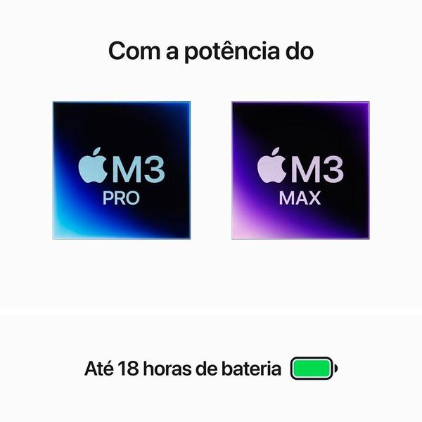 Imagem de Notebook MacBook Pro Apple, Tela Retina 14", Chip M3, 8GB RAM, CPU 8 núcleos, GPU 10 Núcleos, SSD 1TB, Prateado - MR7K3BZ/A