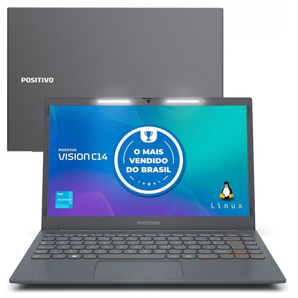 Notebook Positivo Vision C14 Intel Celeron Linux 8GB RAM 256GB eMMC 14.1” LED HD Lumina BA... Notebook Positivo Vision C14 Intel Celeron Linux 8GB RAM 256GB eMMC 14.1” LED HD Lumina BA...