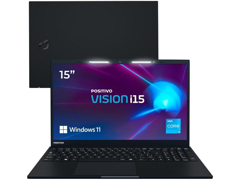 Notebook Positivo Vision i15 Intel Core i3 N300 8GB 256GB SSD Tela 15,6" Full HD Antirreflexo Windows 11 Preto