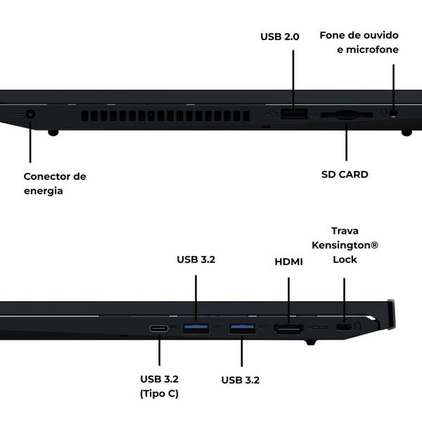 Imagem de Notebook Positivo Vision R15 AMD Ryzen 7-5700U Linux 16GB RAM 256GB SSD 15.6” IPS Full HD Lumina Bar - Preto