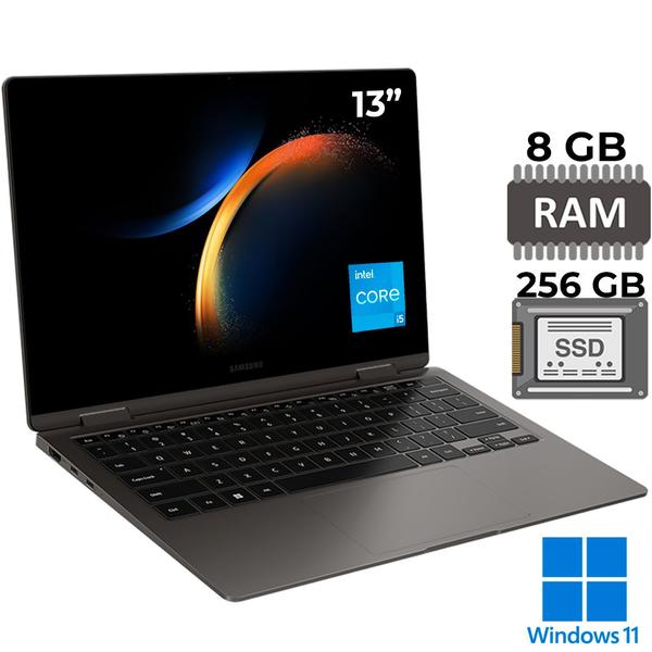 Imagem de Notebook Samsung Book3 360, Core i5-1335U, 8GB RAM, 256GB SSD, Tela 13.3" FHD AMOLED Touch  Windows 11, NP730QFG-KF2BR