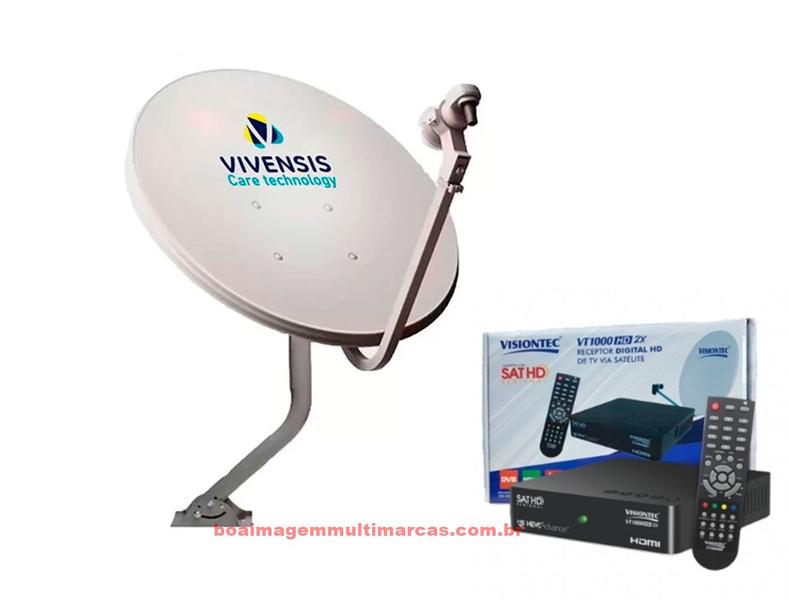 Imagem de Nova Antena Parabólica 60cm com Receptor Digital SatHd Visiontec VT1000