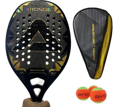 Imagem de Nova Raquete Beach Tennis Amasport Kronos Gold Titanium 2024