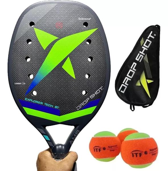 Imagem de Nova Raquete Beach Tennis Drop Shot Explorer Tech Carbono 3k