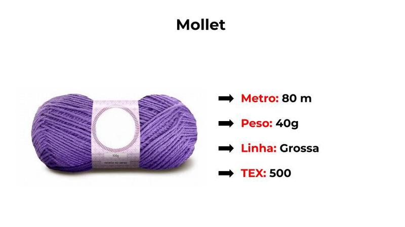 Imagem de Novelo Lã Mollet circulo 40g 500 Tex cores a escolha