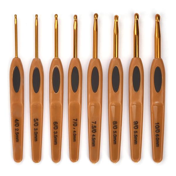 Novo Kit 8 Agulhas Crochê Cabo Ergonômico Importada + 6 Alfinetes - Good Home Imagem de Novo Kit 8 Agulhas Crochê Cabo Ergonômico Importada + 6 Alfinetes