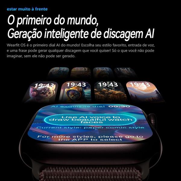 Imagem de Novo Smartwatch Hw69 Pro 2024 Tela Amoled 49mm ChatGpt C/ 2 Pulseiras 49mm Inteligência Artificial