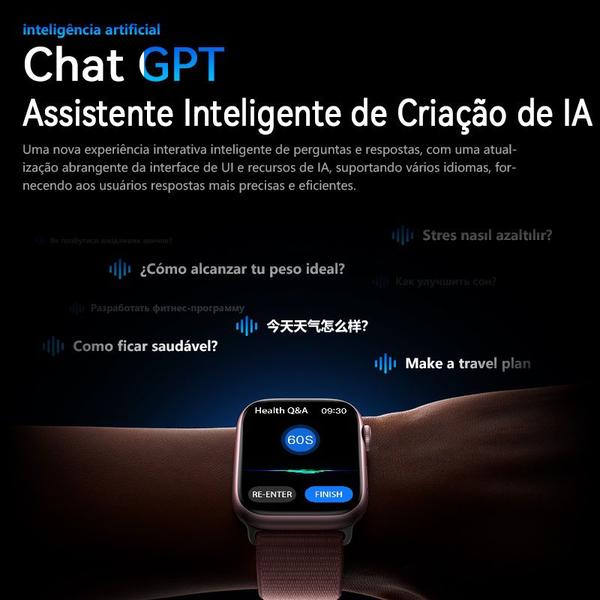 Imagem de Novo Smartwatch Hw69 Pro 2024 Tela Amoled 49mm ChatGpt Pulseiras 49mm Inteligência Artificial