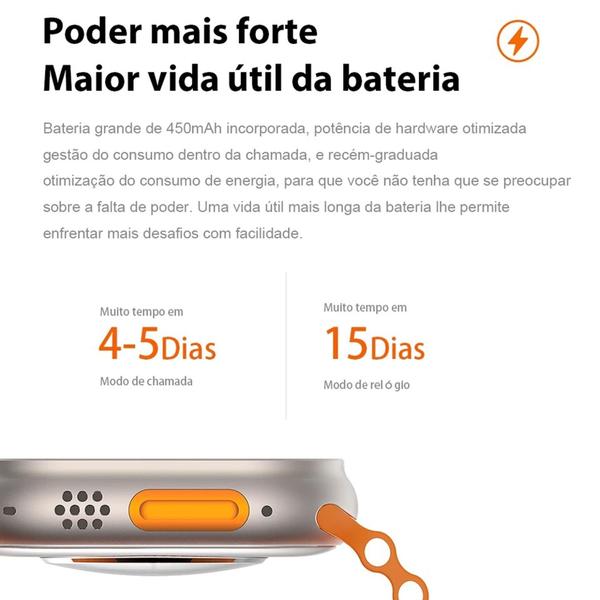 Imagem de Novo SmartWatch W68 Ultra Max 49 mm Tela 2.2 Série 8 + 2 Pulseiras