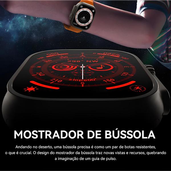 Imagem de Novo Smartwatch W69+ Plus Série 10 Ultra 49mm Nfc Super Amoled 2gb + 2 Pulseiras