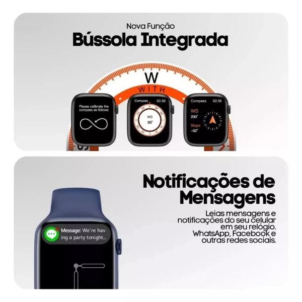 Imagem de Novo Smartwatch W99+ Plus 45mm Amoled Ilha Dinâmica Micro Os 10 2GB NFC assistente inteligencia artificial Chatgpt Gps