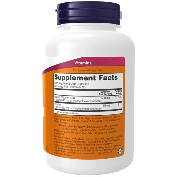 Imagem de NOW Suplementos, Niacina (Vitamina B-3) 250 mg, Flush-Free, Saúde Nutricional, 180 Veg Capsules