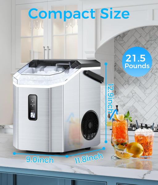 Imagem de Nugget Ice Maker Joy Pebble Countertop 15 kg/dia em aço inoxidável