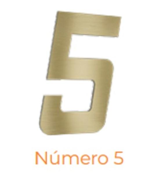 Imagem de Numero adesivo 5 Ouro escovado 130 mm - Aluminio Leve