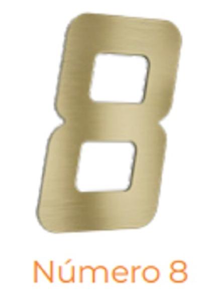 Imagem de Numero adesivo 8 Ouro escovado 130 mm - Aluminio Leve