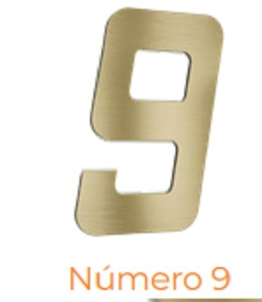 Imagem de Numero adesivo 9 Ouro escovado 130 mm - Aluminio Leve